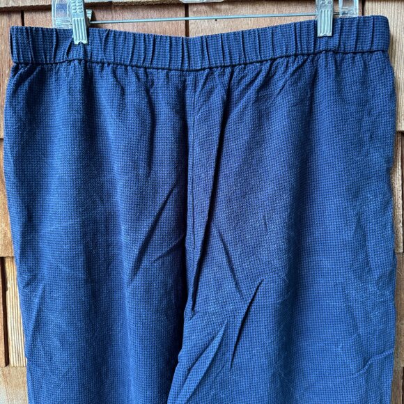 EUC Eileen Fisher Navy/Black Check Elastic Waist Cropped Wide Leg Pants - Large - Picture 10 of 11